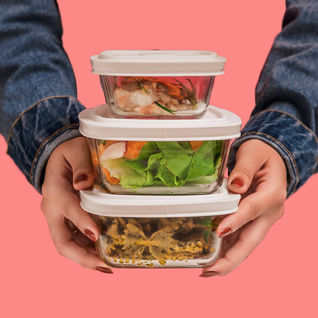 Nuestros potes de vidrio son ideales para guardar comida
